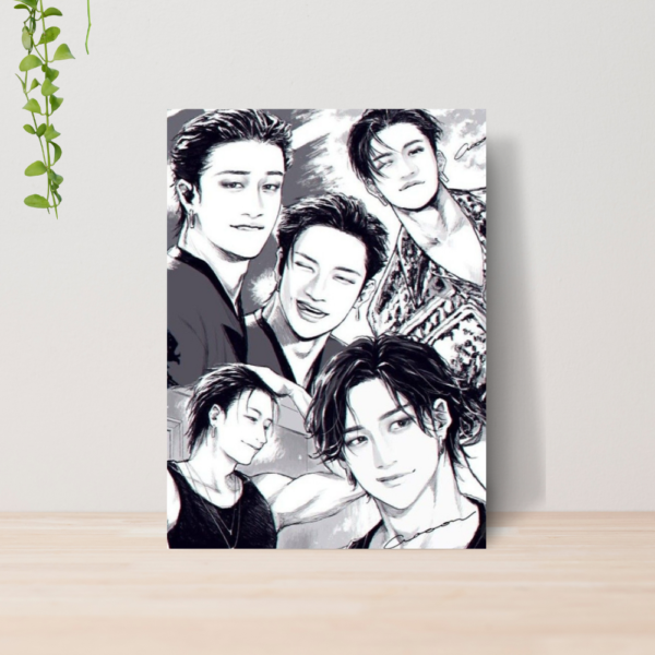 Quadro Bang Chan Stray Kids Kpop A4 | Placa MDF 07