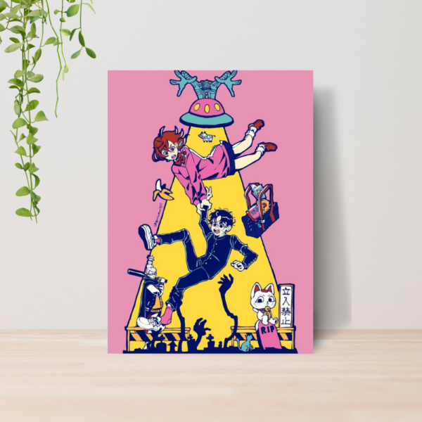 Quadro Dan da Dan Anime A4 | Placa MDF 15