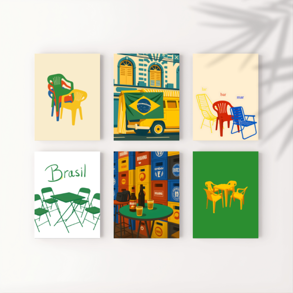 Kit 6 Quadros Decorativos Brasilidades A4 | Placa MDF 01