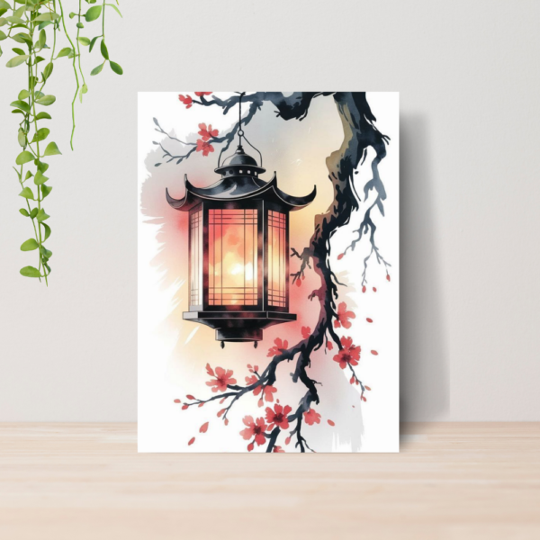Quadro Oriental Estilo Pintura Japonesa A4 | Placa MDF 02