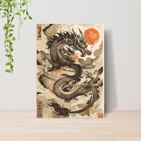Quadro Oriental Estilo Pintura Japonesa A4 | Placa MDF 08