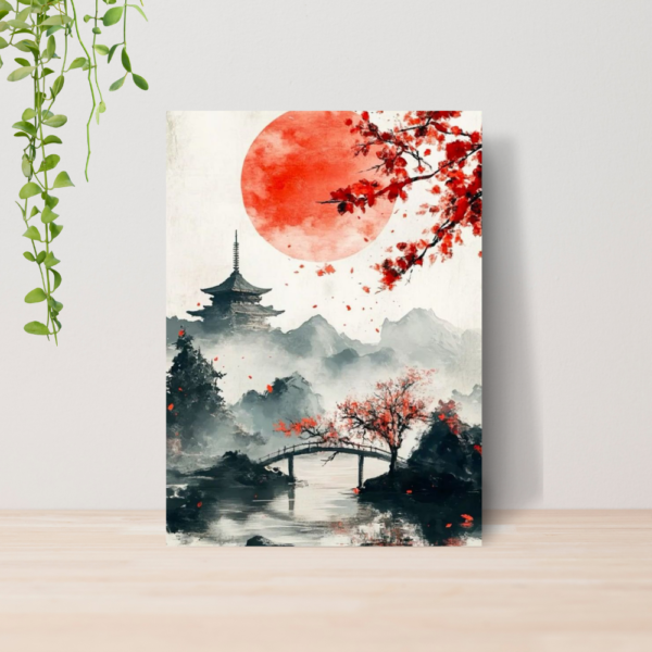 Quadro Oriental Estilo Pintura Japonesa A4 | Placa MDF 09