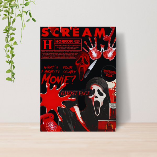 Quadro Ghost Face Panico Terror A4 | Placa MDF 04