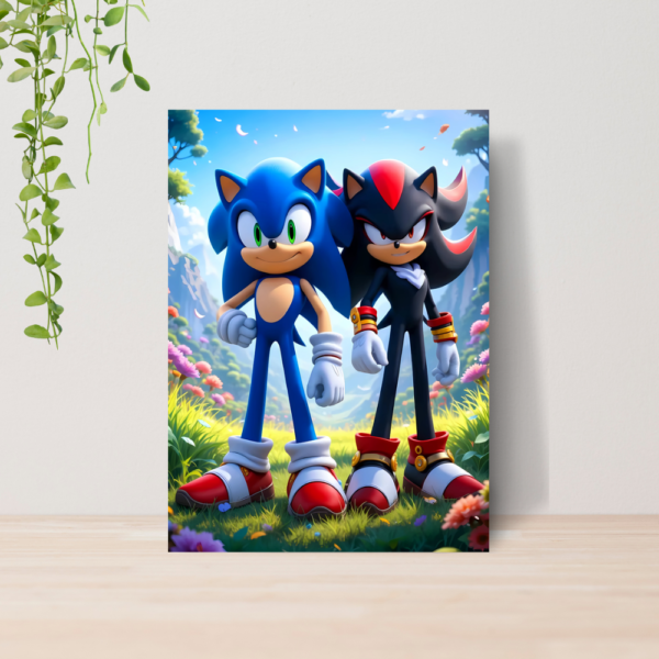 Quadro Decorativo Sonic Infantil A4 | Placa MDF 12