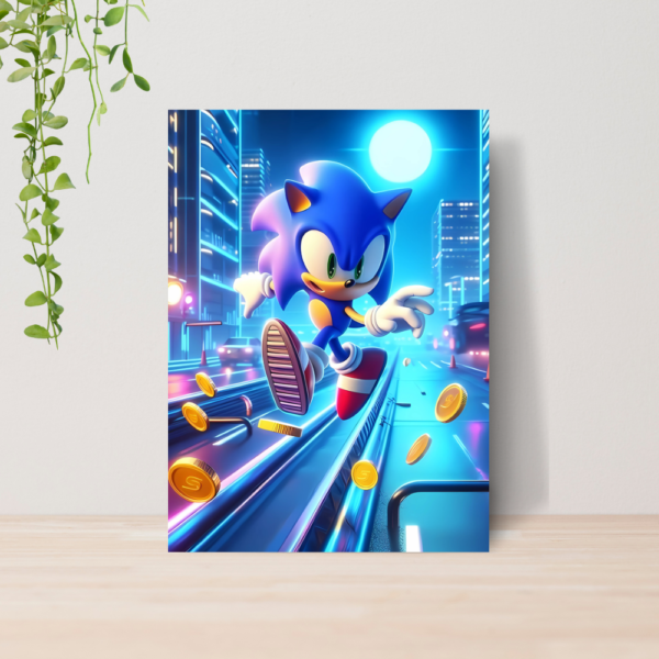 Quadro Decorativo Sonic Infantil A4 | Placa MDF 15