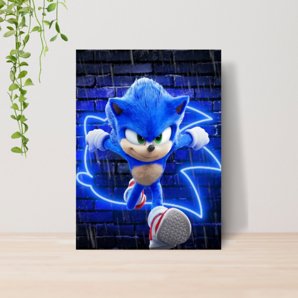 Quadro Decorativo Sonic Infantil A4 | Placa MDF 02