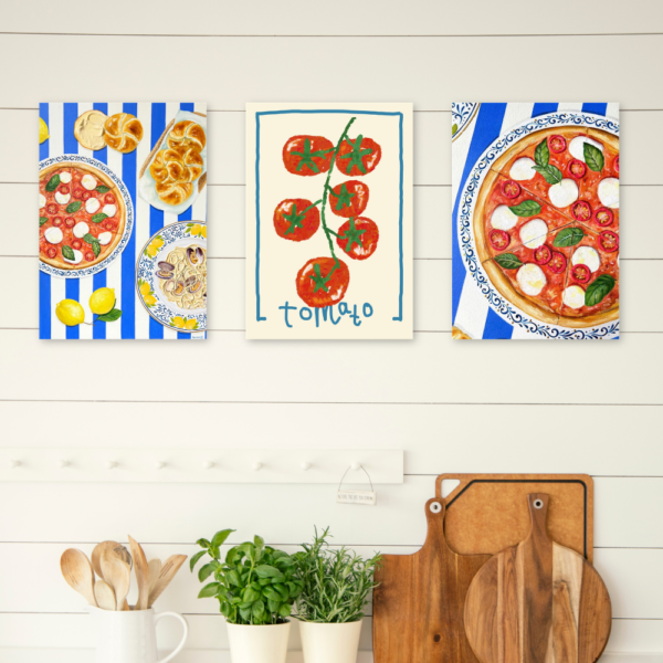 Kit 3 Quadros Cozinha Pizza Cantina Italiana A4 MDF