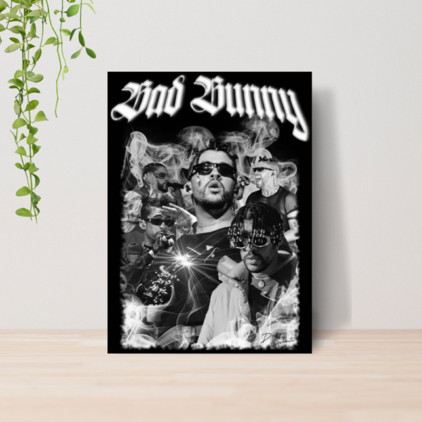 Quadro Bad Bunny Reggaeton Trap Music A4 | Placa MDF 01