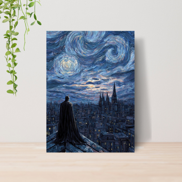 Quadro Van Gogh Noite Estrelada Batman DC A4 MDF