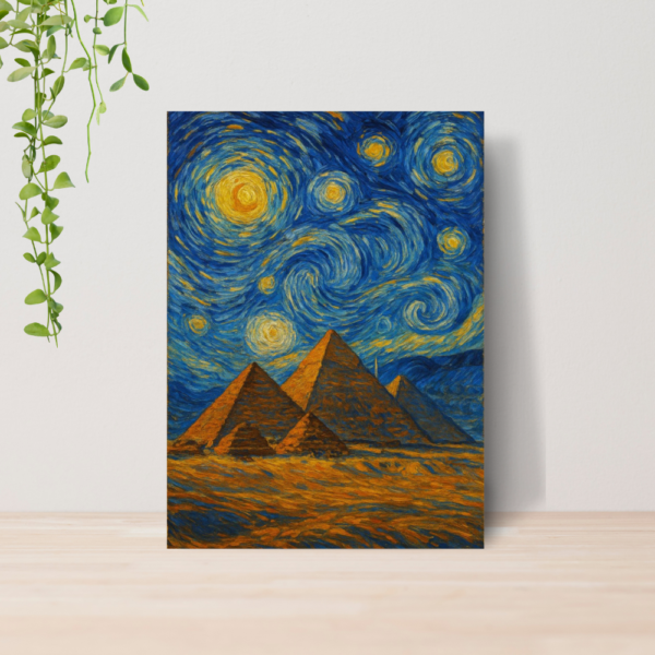Quadro Van Gogh Noite Estrelada Egito Pirâmides A4 MDF