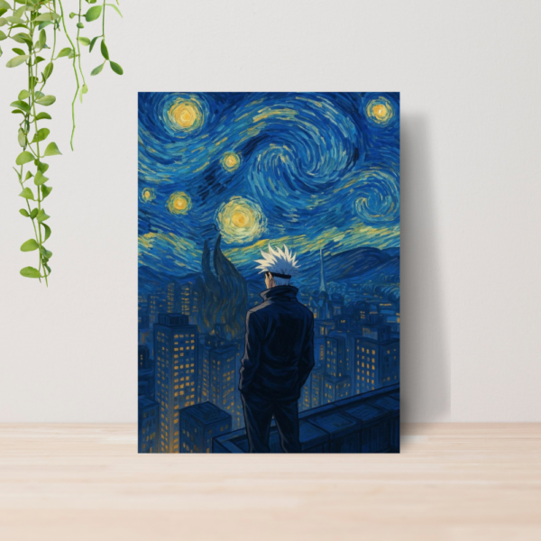Quadro Van Gogh Noite Estrelada Gojo Jujutsu A4 MDF