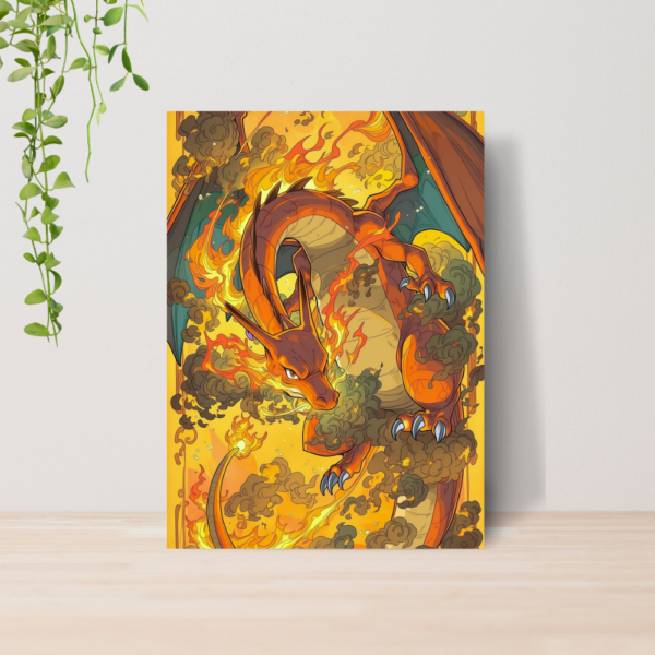 Quadro Decorativo Charizard Pokemon Fogo Anime A4 MDF 01