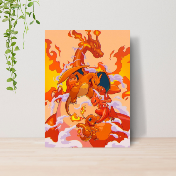 Quadro Decorativo Charizard Pokemon Fogo Anime A4 MDF 02