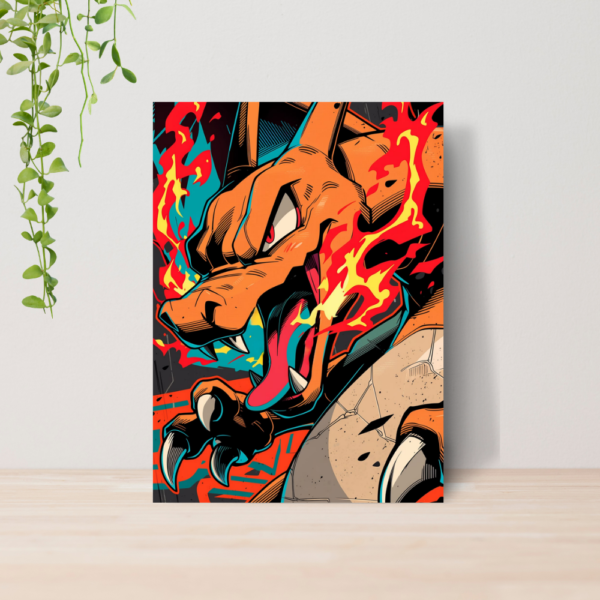 Quadro Decorativo Charizard Pokemon Fogo Anime A4 MDF 04