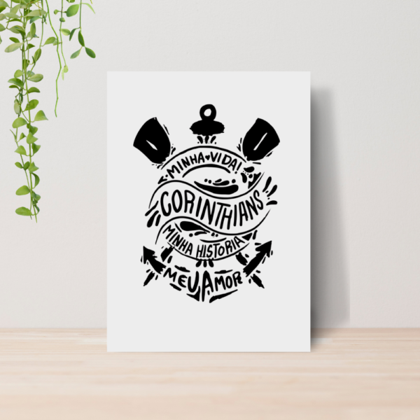 Quadro Decorativo Corinthians Time Futebol Escudo A4 MDF 04