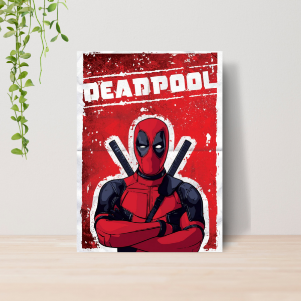 Quadro Decorativo Deadpool Marvel Filme Geek Nerd A4 MDF 02