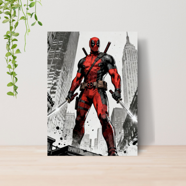 Quadro Decorativo Deadpool Marvel Filme Geek Nerd A4 MDF 07