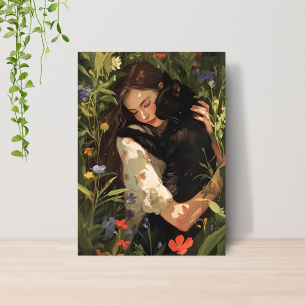 Quadro Decorativo Gato Pet Arte Floral Vintage A4 MDF 11