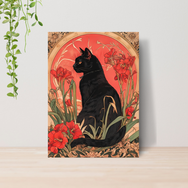 Quadro Decorativo Gato Pet Arte Floral Vintage A4 MDF 15