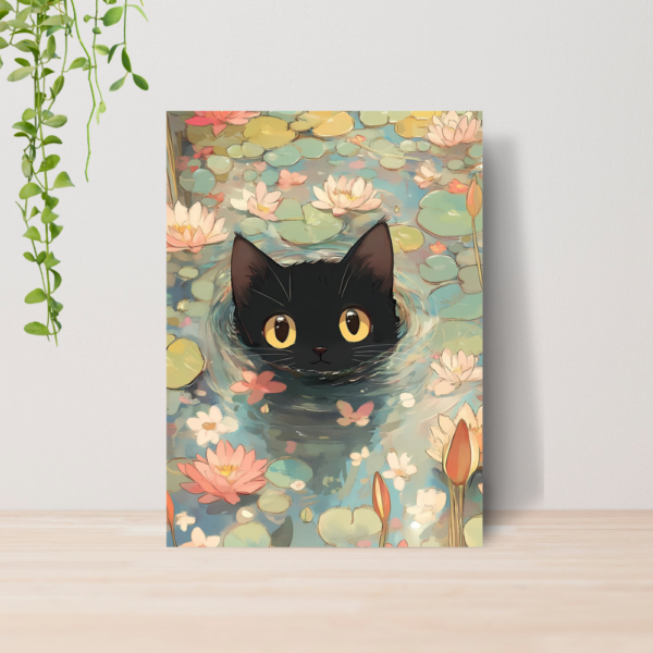 Quadro Decorativo Gato Pet Arte Floral Vintage A4 MDF 16