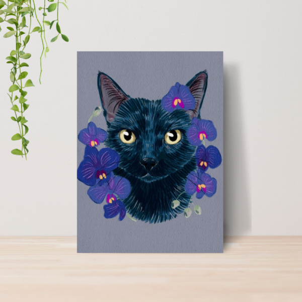 Quadro Decorativo Gato Pet Arte Floral Vintage A4 MDF 19