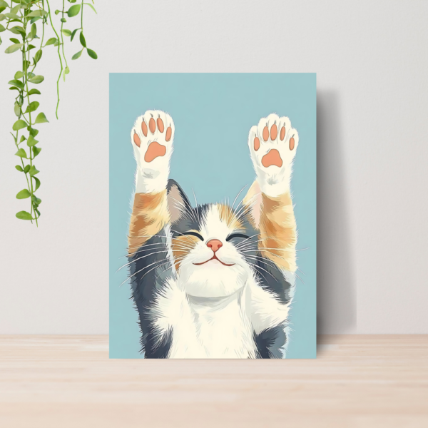 Quadro Decorativo Gato Pet Arte Floral Vintage A4 MDF 02