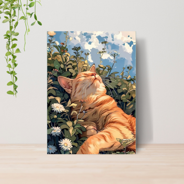 Quadro Decorativo Gato Pet Arte Floral Vintage A4 MDF 24