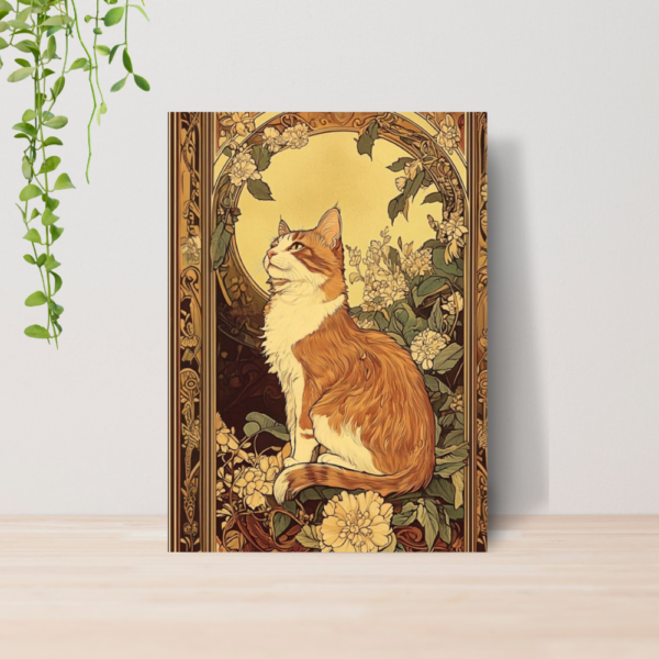 Quadro Decorativo Gato Pet Arte Floral Vintage A4 MDF 06