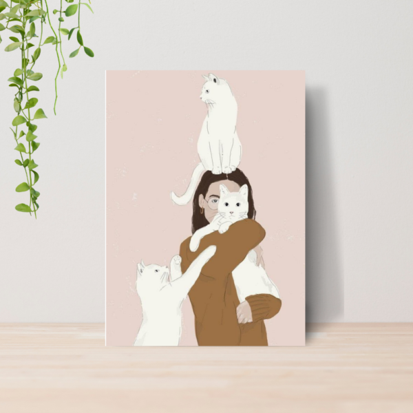 Quadro Decorativo Gato Aesthetic Minimalista Boho A4 MDF 01
