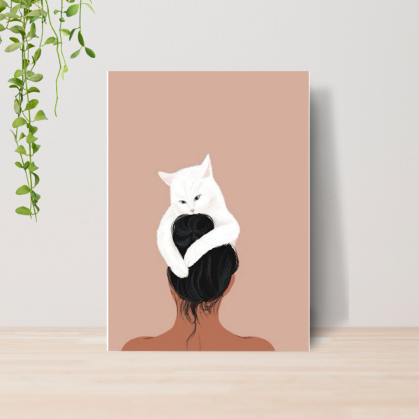 Quadro Decorativo Gato Aesthetic Minimalista Boho A4 MDF 02