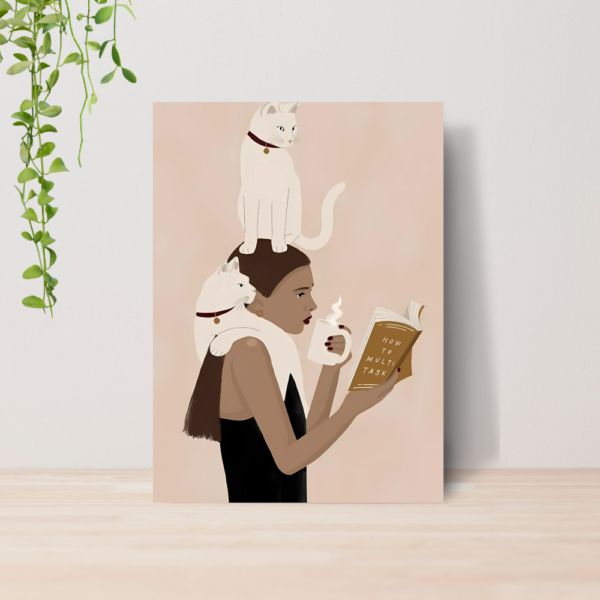 Quadro Decorativo Gato Aesthetic Minimalista Boho A4 MDF 05