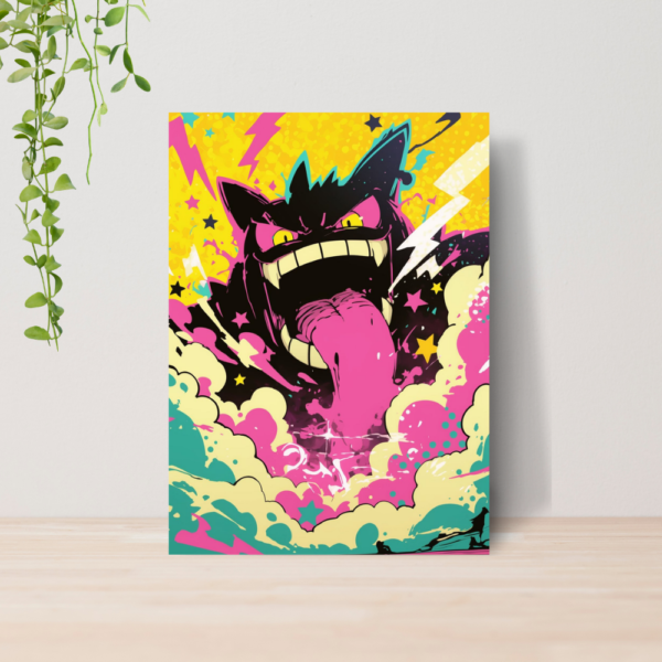 Quadro Decorativo Gengar Pokemon Fantasma Anime A4 MDF 01