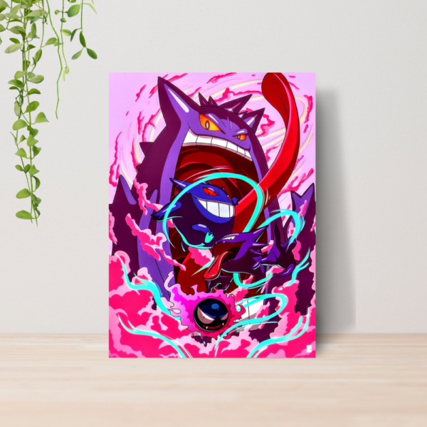 Quadro Decorativo Gengar Pokemon Fantasma Anime A4 MDF 05
