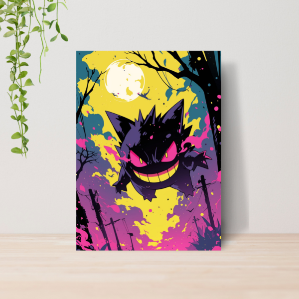 Quadro Decorativo Gengar Pokemon Fantasma Anime A4 MDF 06