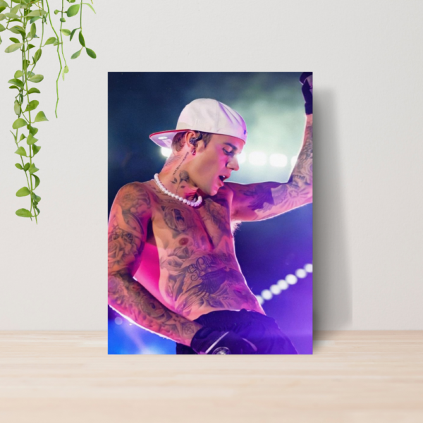 Quadro Justin Bieber Pop Music Cantor A4 | Placa MDF 01