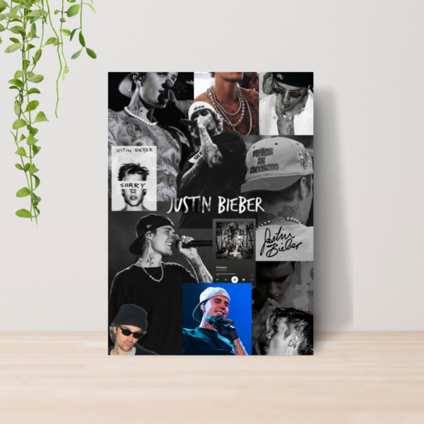 Quadro Justin Bieber Pop Music Cantor A4 | Placa MDF 10