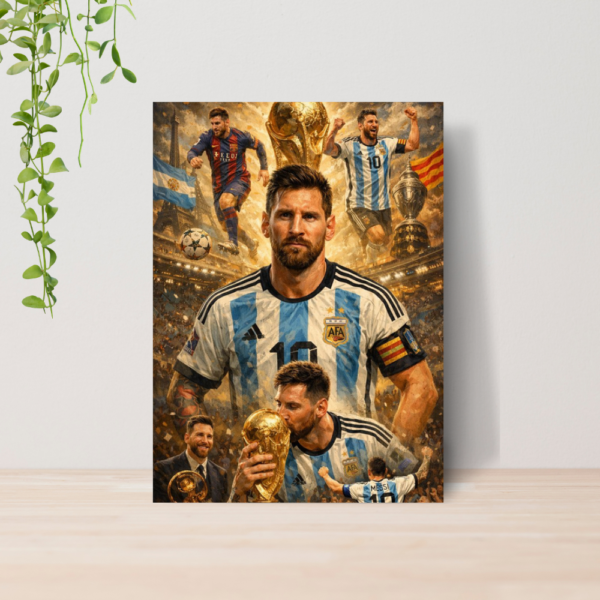 Quadro Decorativo Lionel Messi Futebol Arte A4 MDF 08
