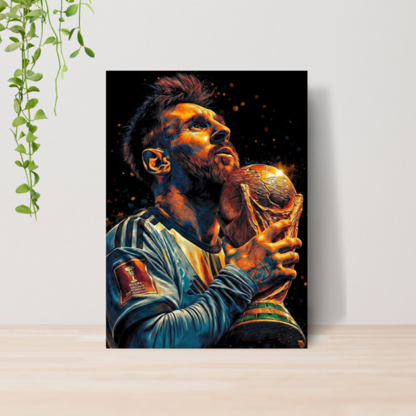 Quadro Decorativo Lionel Messi Futebol Arte A4 MDF 01