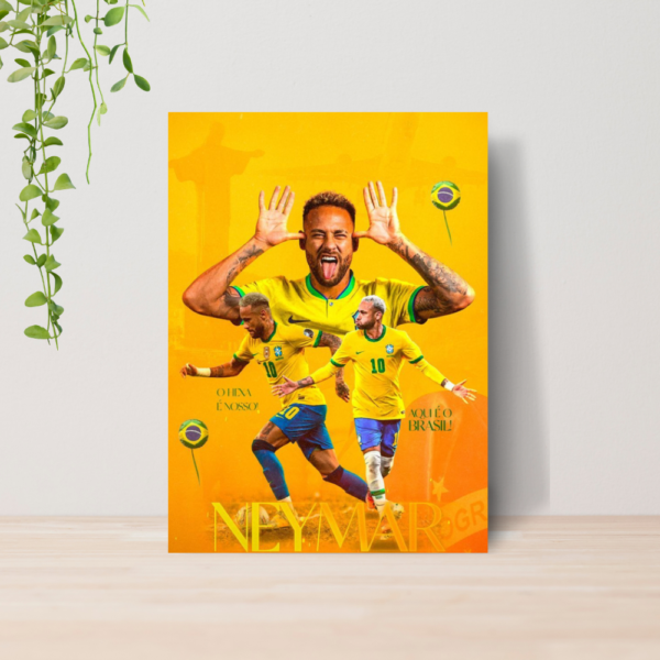 Quadro Decorativo Neymar Jr Futebol Arte A4 MDF 10