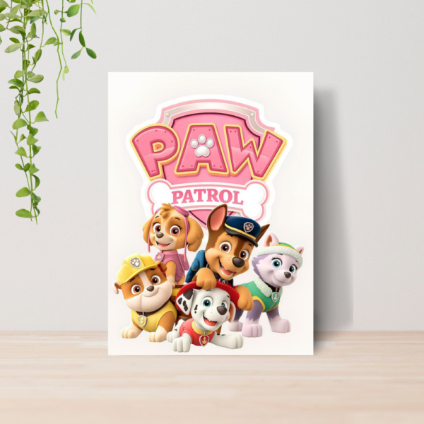 Quadro Decorativo Patrulha Canina Infantil A4 MDF 04