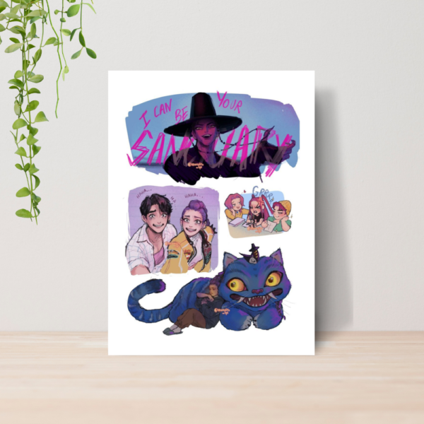 Quadro Guerreiras do Kpop Saja Boys A4 | Placa MDF 013