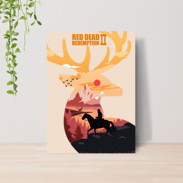 Quadro Decorativo Red Dead Redemption 2 Jogo Gamer A4 MDF 07
