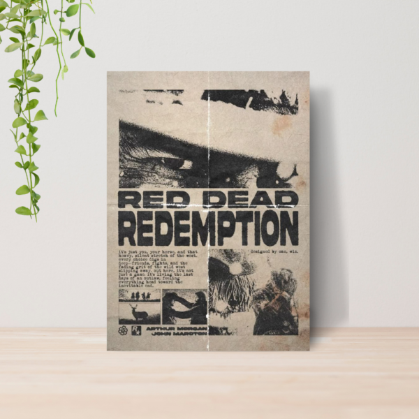 Quadro Decorativo Red Dead Redemption 2 Jogo Gamer A4 MDF 09