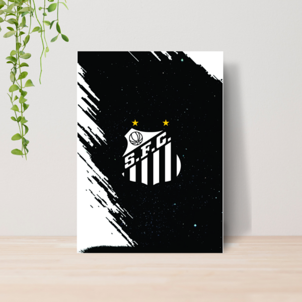 Quadro Decorativo Santos Time Futebol Escudo Peixe A4 MDF 01