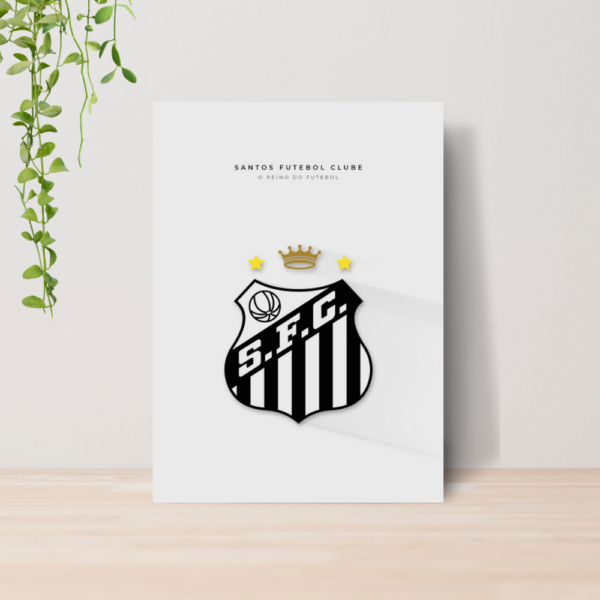 Quadro Decorativo Santos Time Futebol Escudo Peixe A4 MDF 02