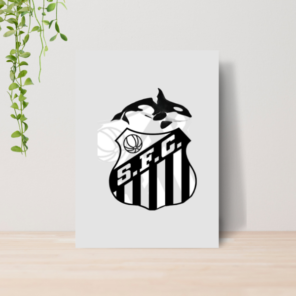 Quadro Decorativo Santos Time Futebol Escudo Peixe A4 MDF 06