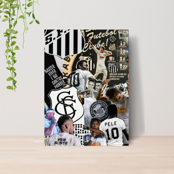 Quadro Decorativo Santos Time Futebol Escudo Peixe A4 MDF 08